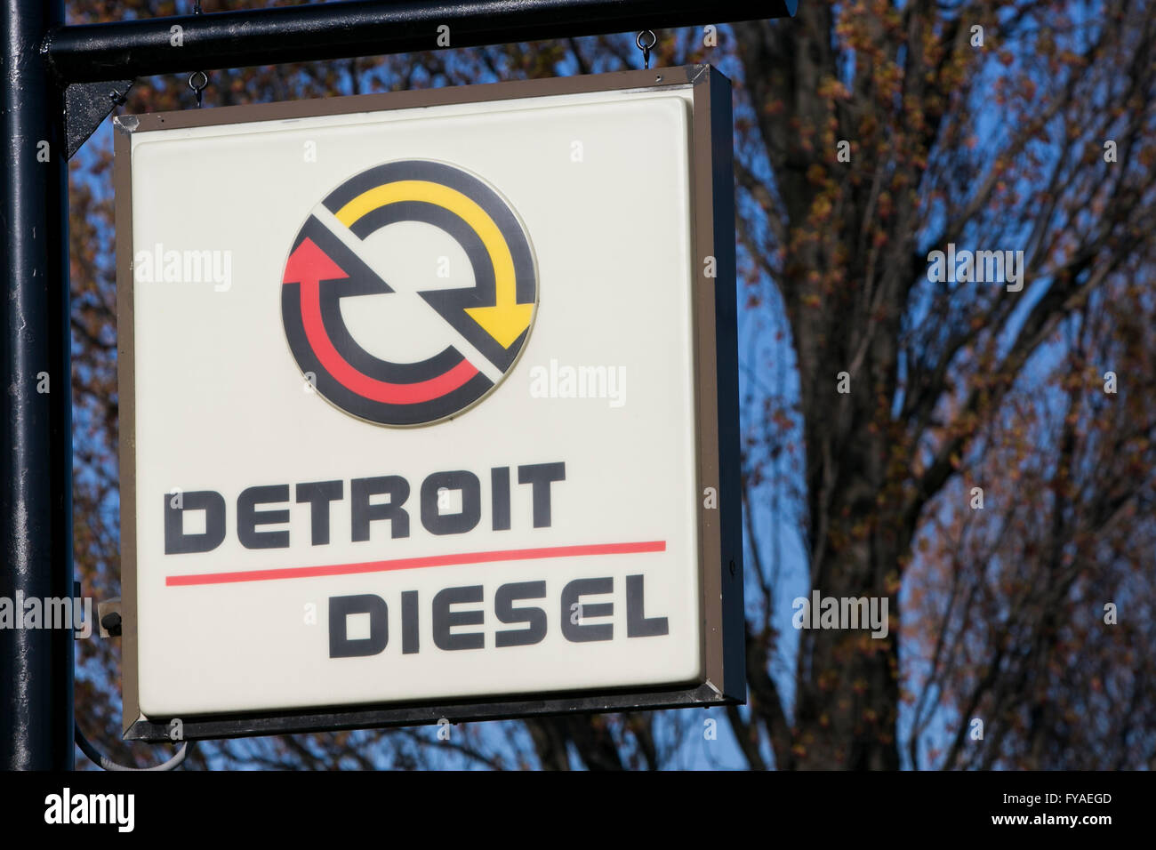 Un logo affiche à l'extérieur d'un établissement occupé par Detroit Diesel à Carlisle, en Pennsylvanie le 17 avril 2016. Banque D'Images
