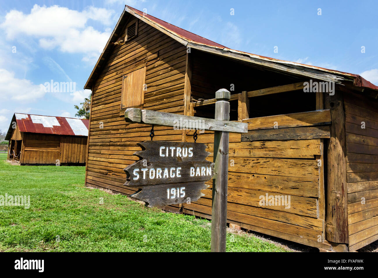 Orlando Florida, Pioneer Village à Shingle Creek, bâtiments historiques, Citrus Storage Barn, FL160402022 Banque D'Images