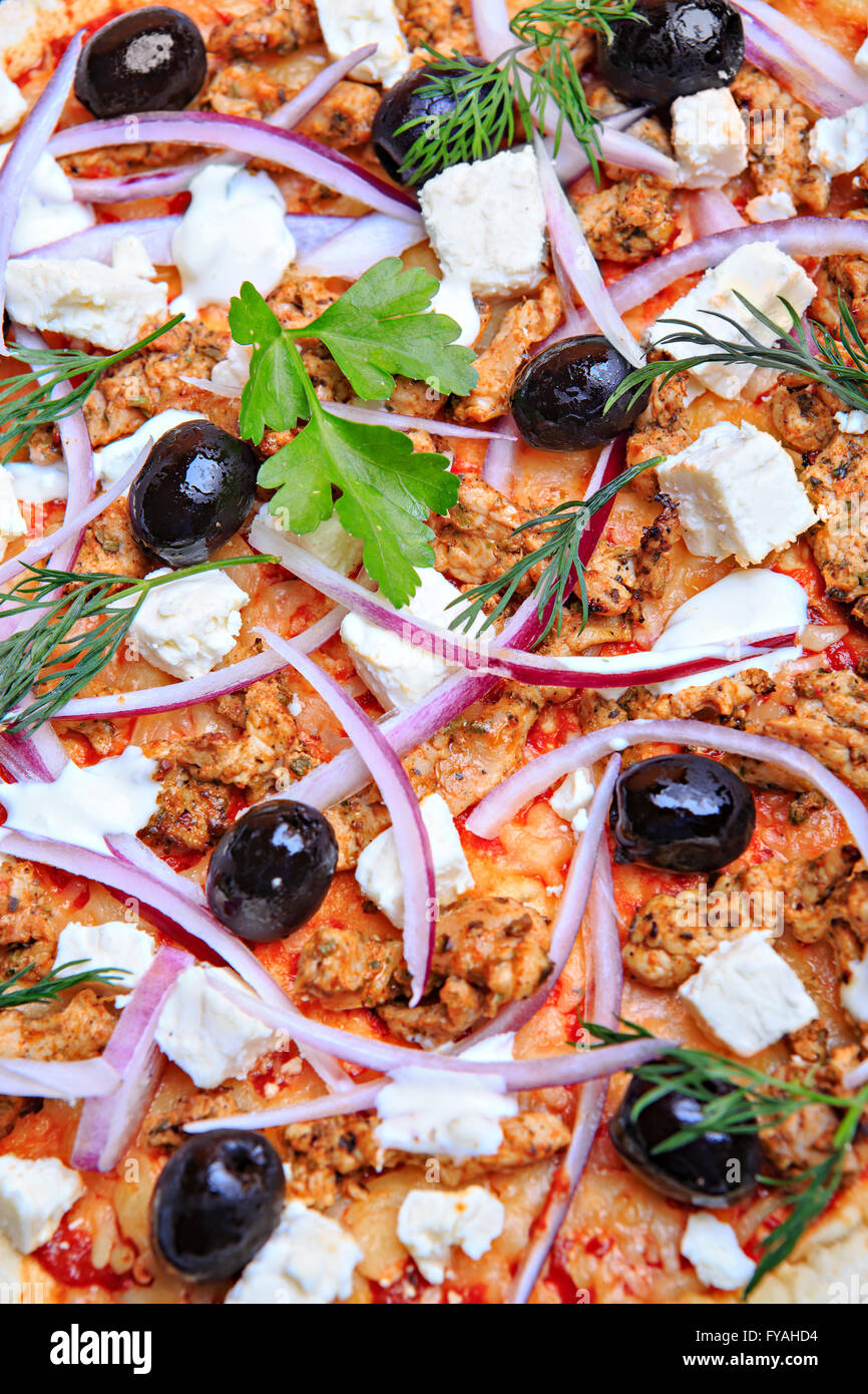 Près d'un arrêt de la plaque avec la Pizza Banque D'Images