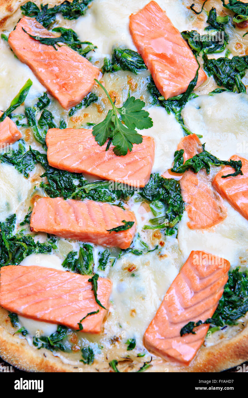 Près d'un arrêt de la plaque avec la Pizza Banque D'Images