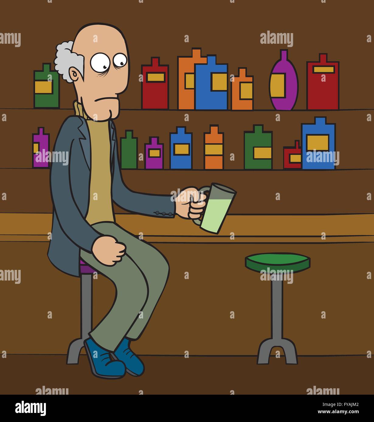 Oldman au Bar Illustration de Vecteur