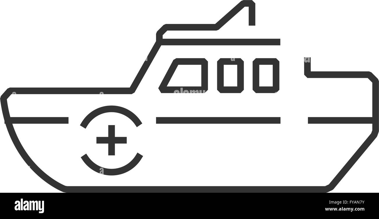 Ambulance L'icône de la ligne de bateau de vitesse icon Illustration de Vecteur