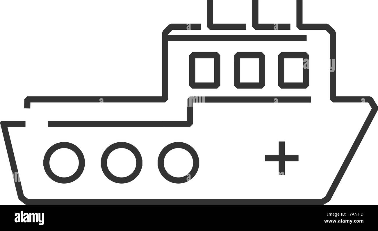 L'icône de la ligne, l'aide d'ambulances icône navire Illustration de Vecteur