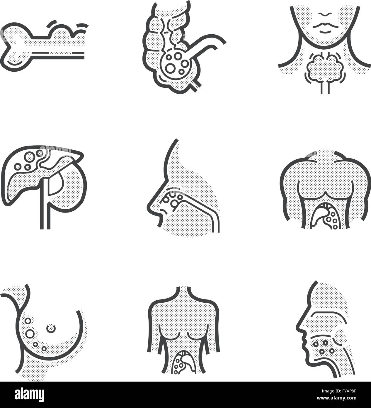 Ensemble contre le cancer icons set Illustration de Vecteur
