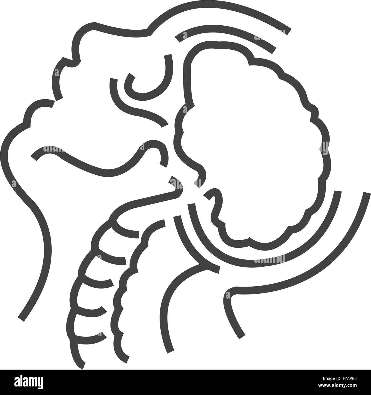 L'anatomie du cerveau, des médecins oto-rhino-laryngologie, icône de style d'icône de ligne Illustration de Vecteur