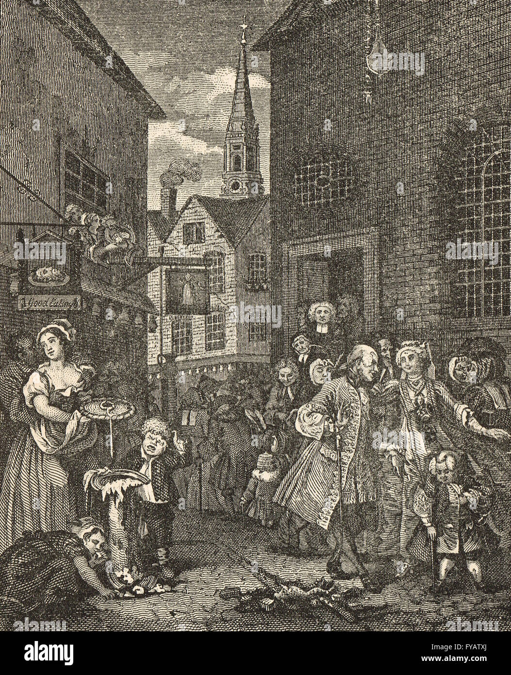 Quatre moments de la journée, le midi par William Hogarth circa 1736 Banque D'Images