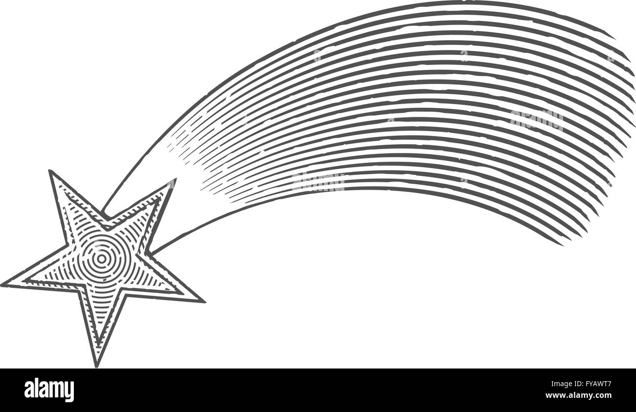 Étoile filante dans leur gravure Illustration de Vecteur