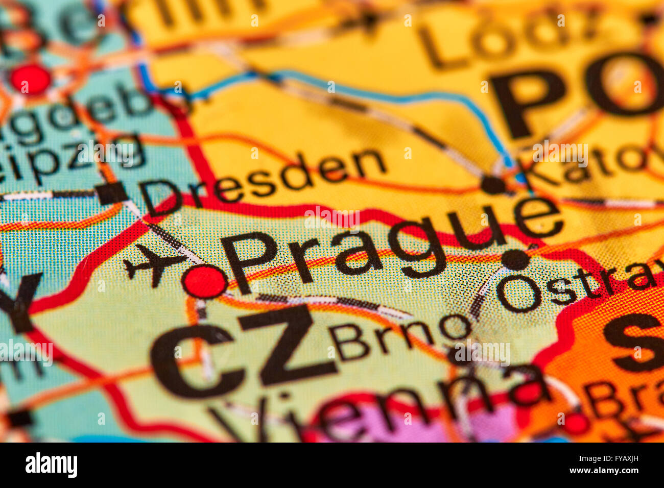 Prague Capitale De La République Tchèque Sur La Carte Du
