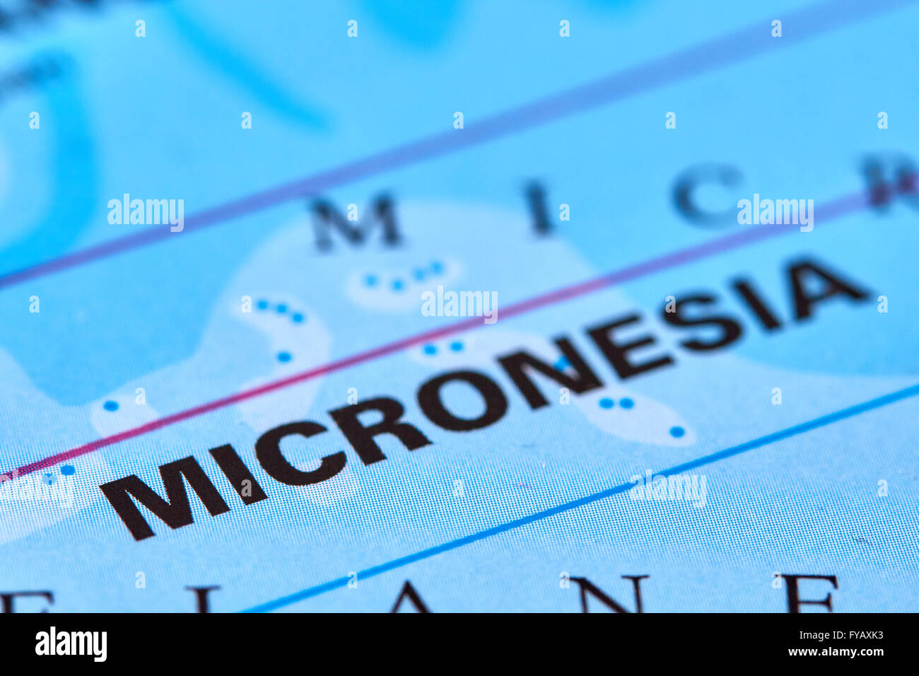 Micronésie sur la carte du monde Banque D'Images
