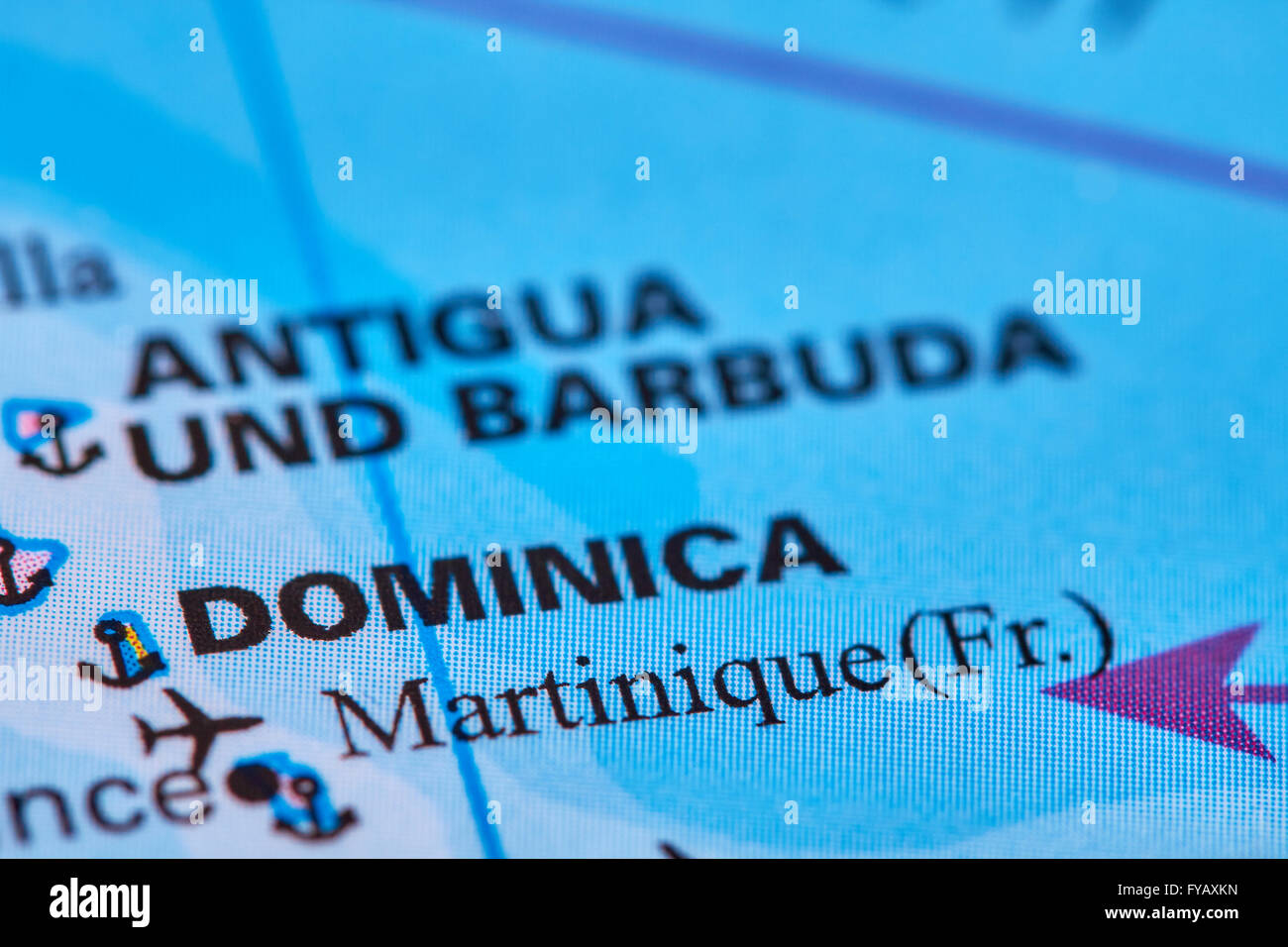L Ile De La Dominique Dans Les Caraibes Sur La Carte Du Monde Photo Stock Alamy