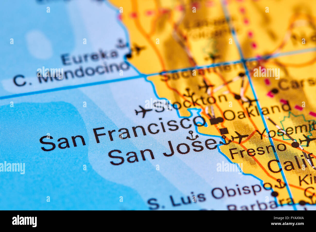 Dans la ville de San Jose, États-Unis d'Amérique sur la carte du monde Banque D'Images