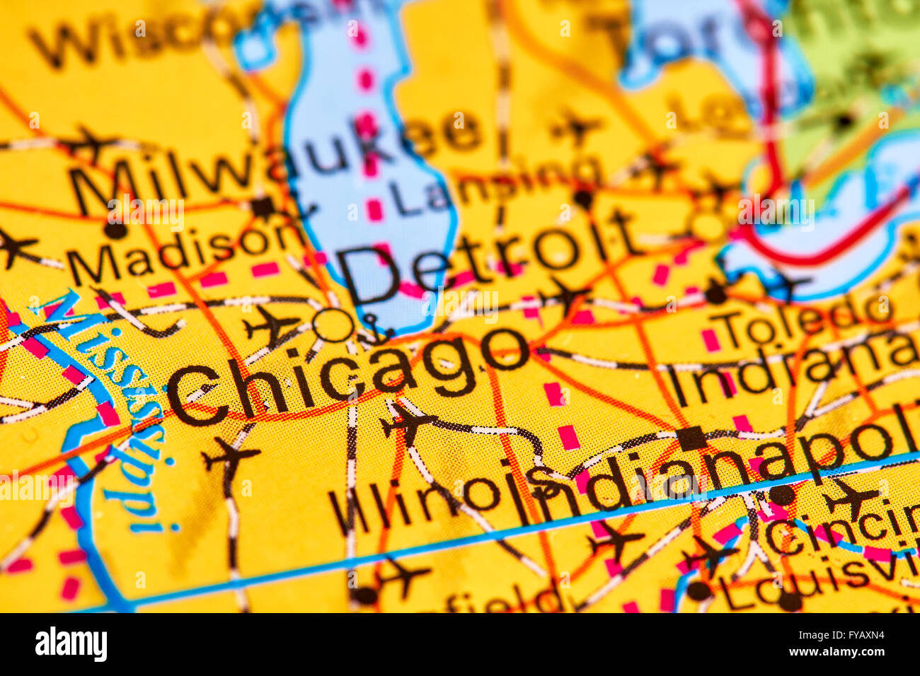 Dans La Ville De Chicago Usa Sur La Carte Du Monde Banque D