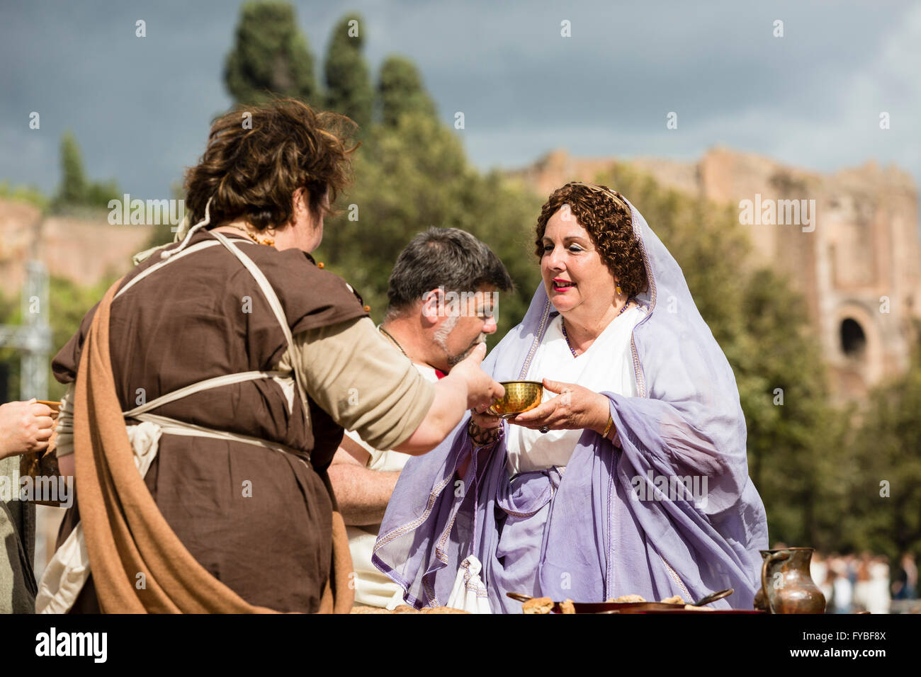 De reconstitution historique en costume de célébrer le 2769th anniversaire de la fondation de Rome le 21 avril 753 av. Banque D'Images