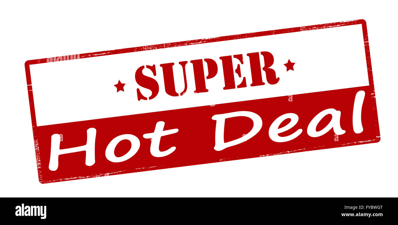 Timbres en caoutchouc avec texte sur super hot deal à l'intérieur, vector illustration Banque D'Images