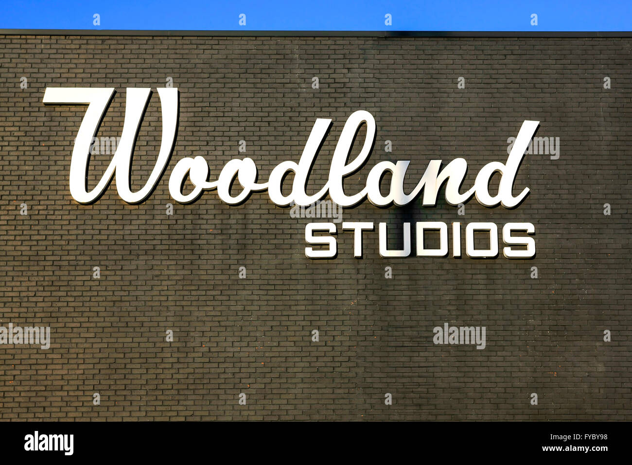 Le Woodland Studios affiche murale au coeur de Nashville's dark side of East Nashville dans le district de cinq points. Banque D'Images