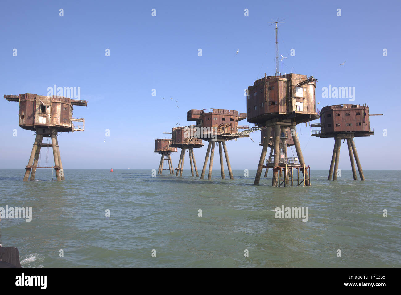 Forts de marine Maunsell - Sables rouges forts de la mer Banque D'Images