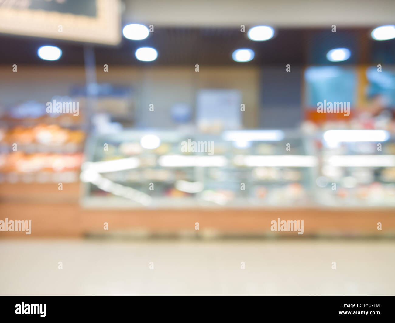 Image de la boulangerie de blur bokeh avec pour arrière-plan l'utilisation. Banque D'Images