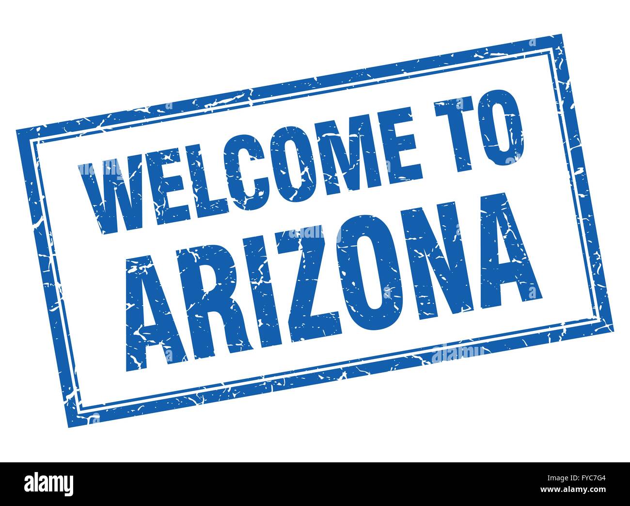 Arizona blue square bienvenue grunge stamp isolés Illustration de Vecteur