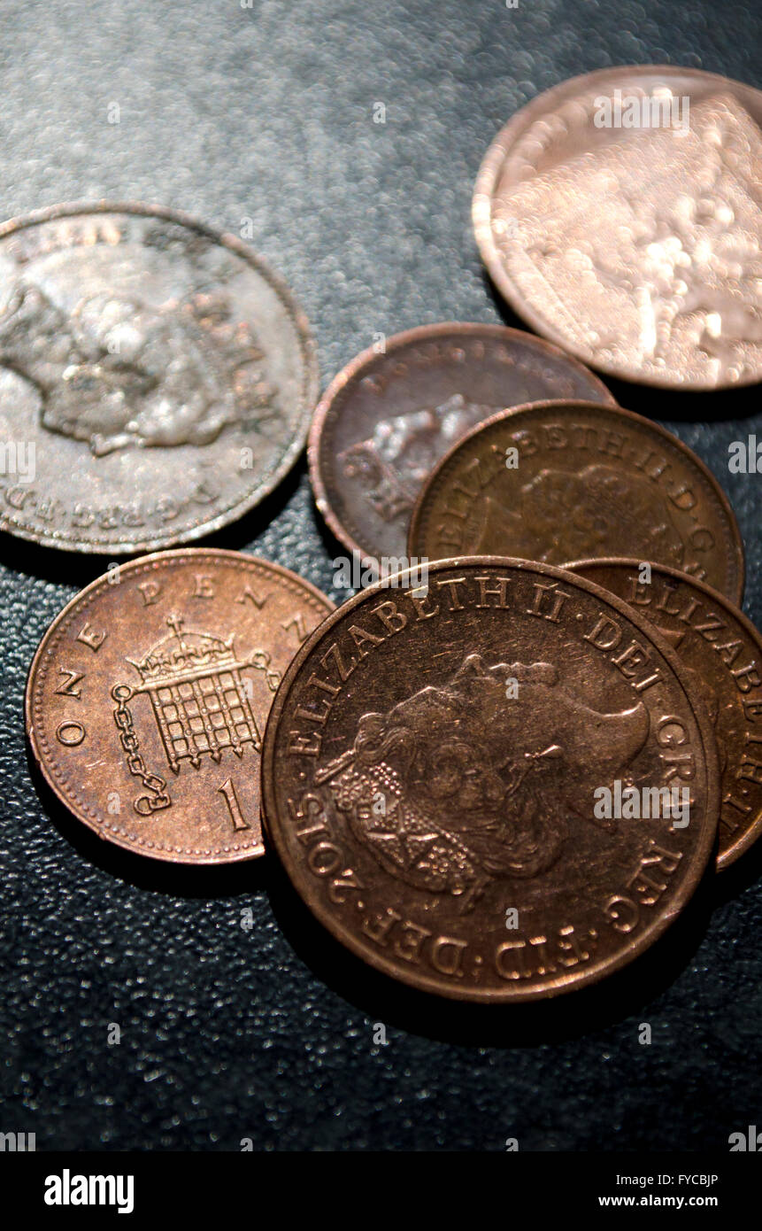 Une pile de pièces d'un Banque D'Images