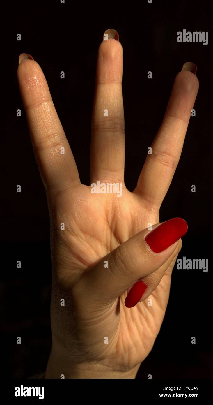 Trois doigts,6,ongles,DE,panneaux,les doigts. Banque D'Images