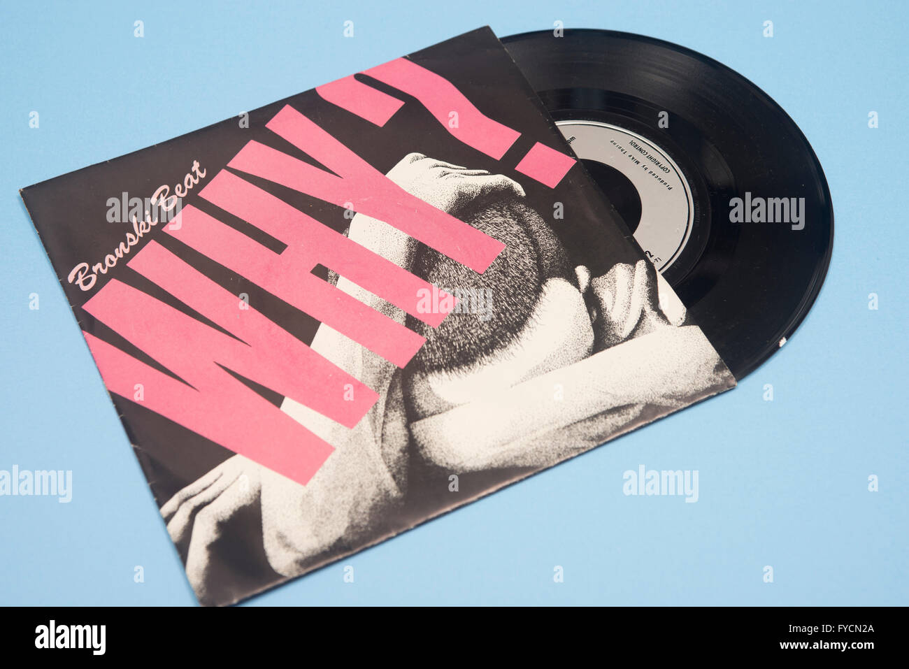 Single vinyle Bronski Beat, pourquoi avec artwok manchon. Banque D'Images