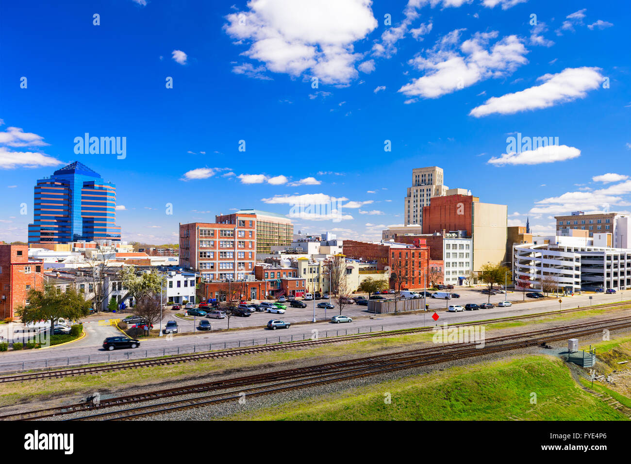 Durham, North Carolina, USA Centre-ville paysage urbain. Banque D'Images