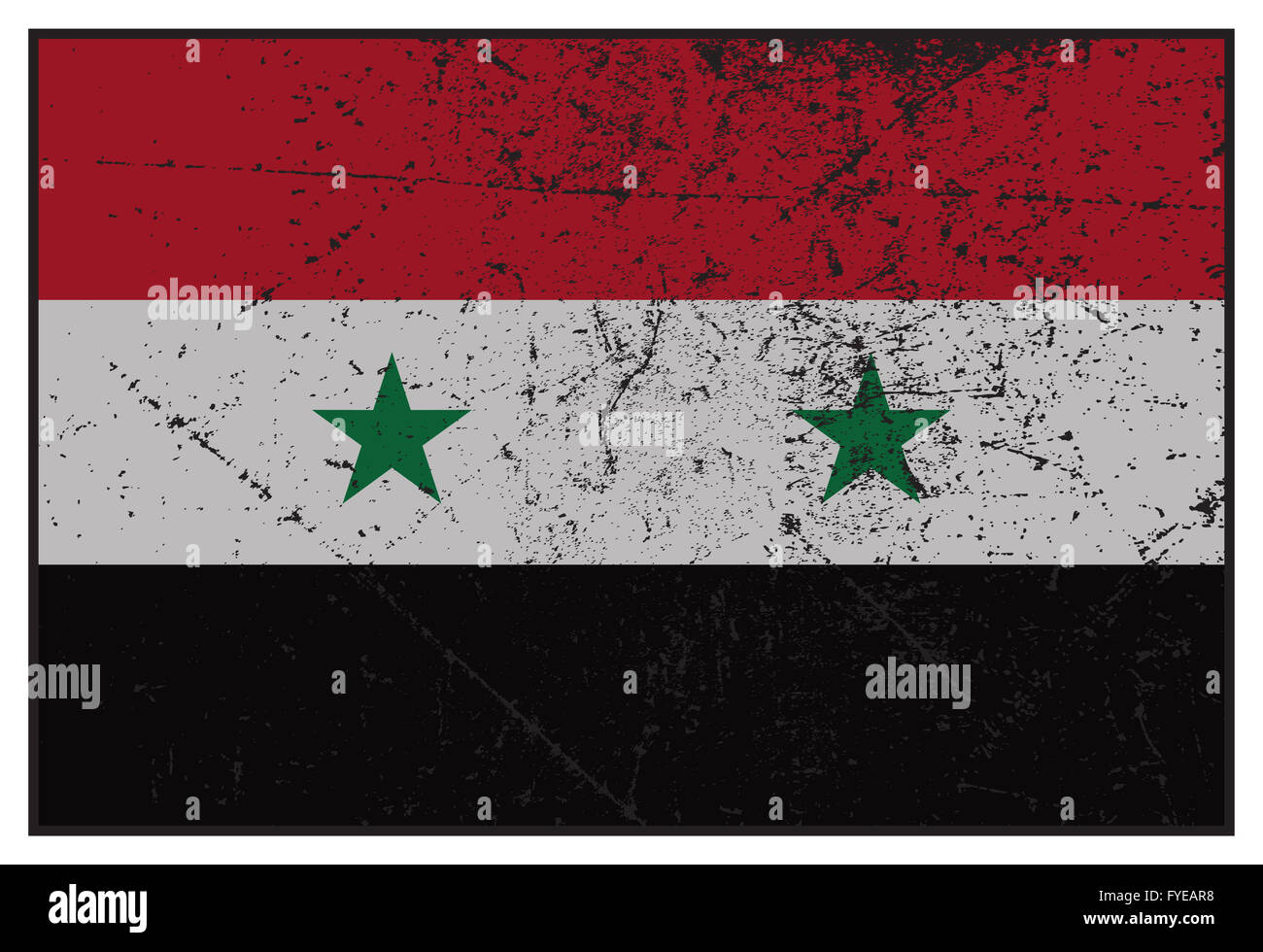 Un grunged drapeau Syrie isolé sur fond blanc Banque D'Images