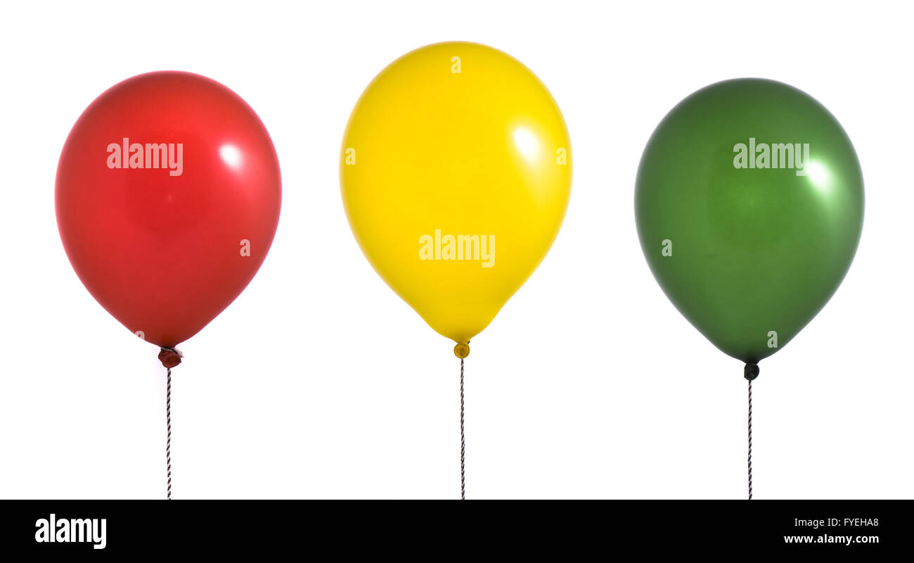 Trois ballons sur fond blanc Banque D'Images