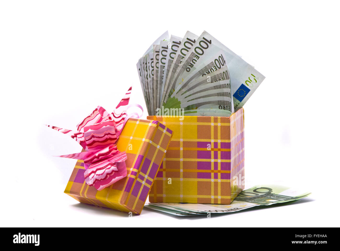 De l'argent en boite cadeau Banque D'Images