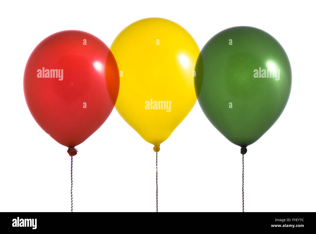 Trois ballons sur fond blanc Banque D'Images