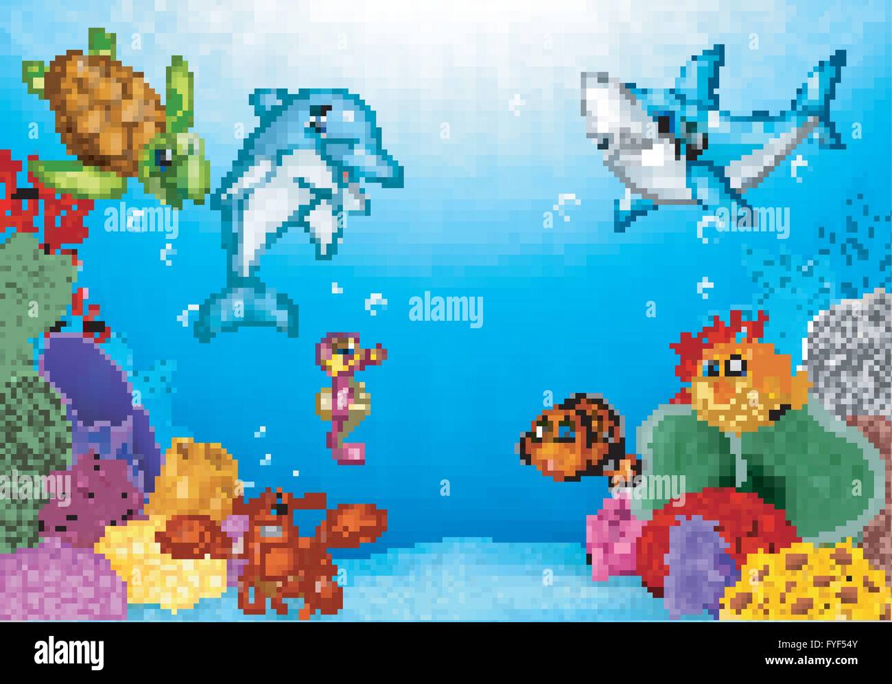 Cartoon avec de beaux poissons tropicaux Underwater World Illustration de Vecteur