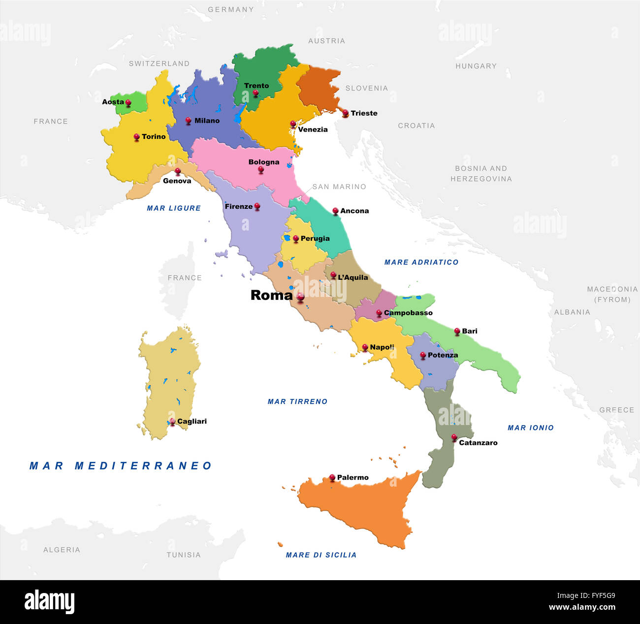 Carte de l’Italie Photo Stock Alamy