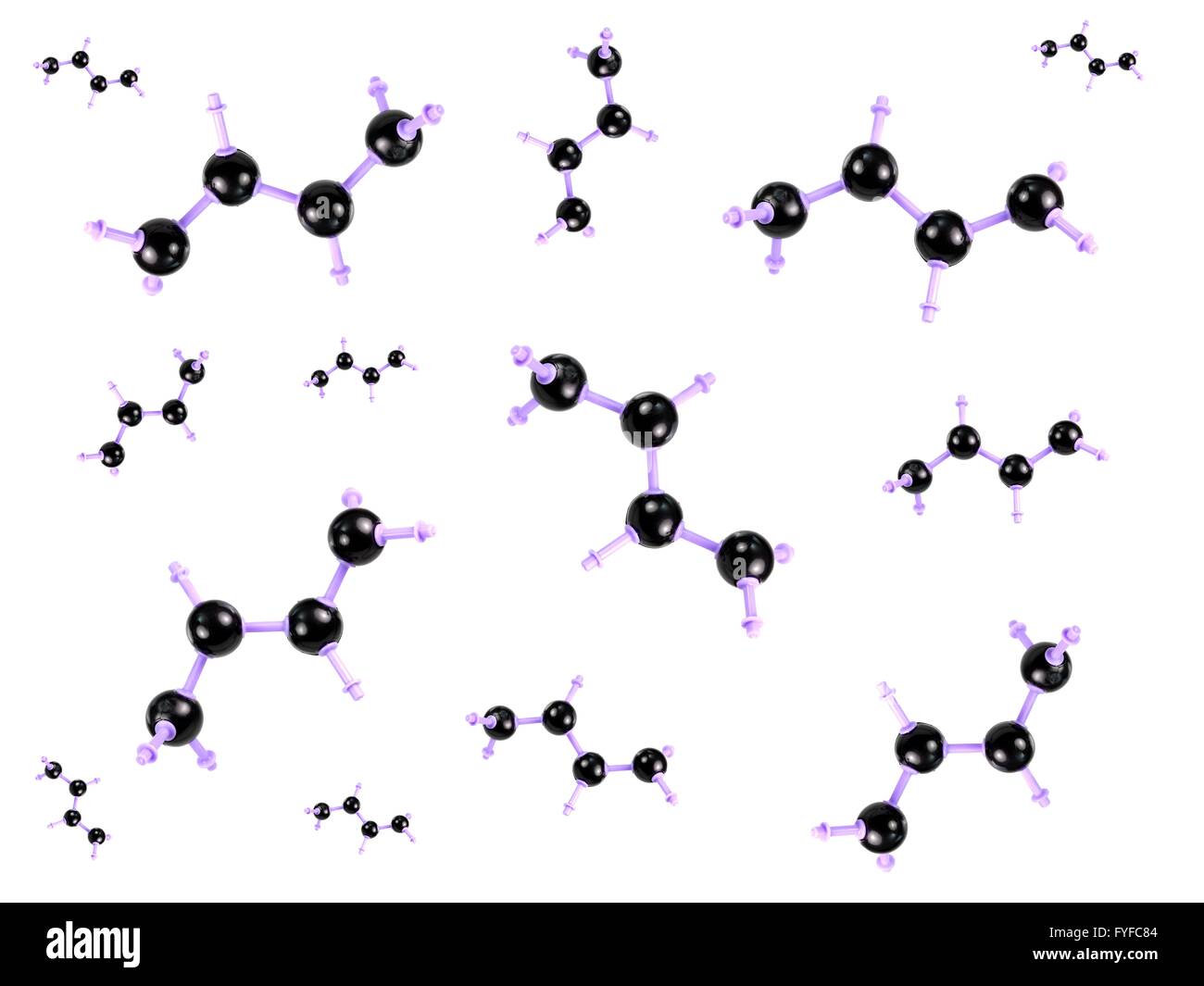 Brins d'une molécule isolée sur fond blanc Banque D'Images