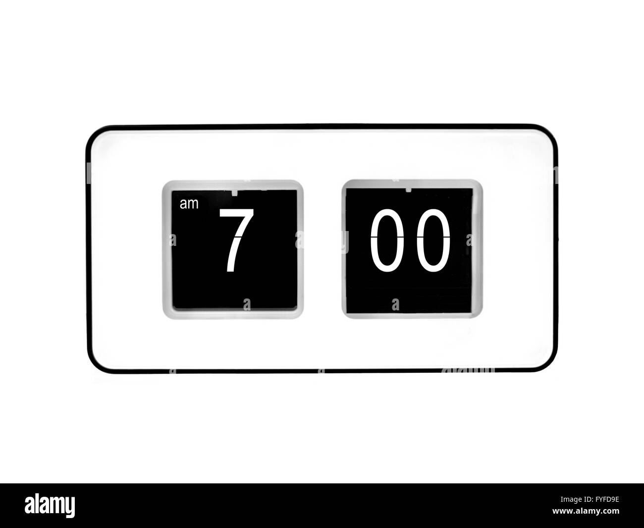 Une horloge flip isolé sur fond rouge Banque D'Images