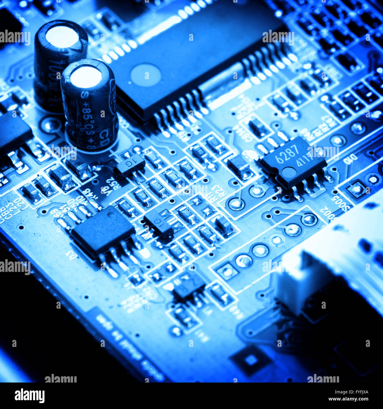 Circuit électronique close-up. Macro fond Banque D'Images