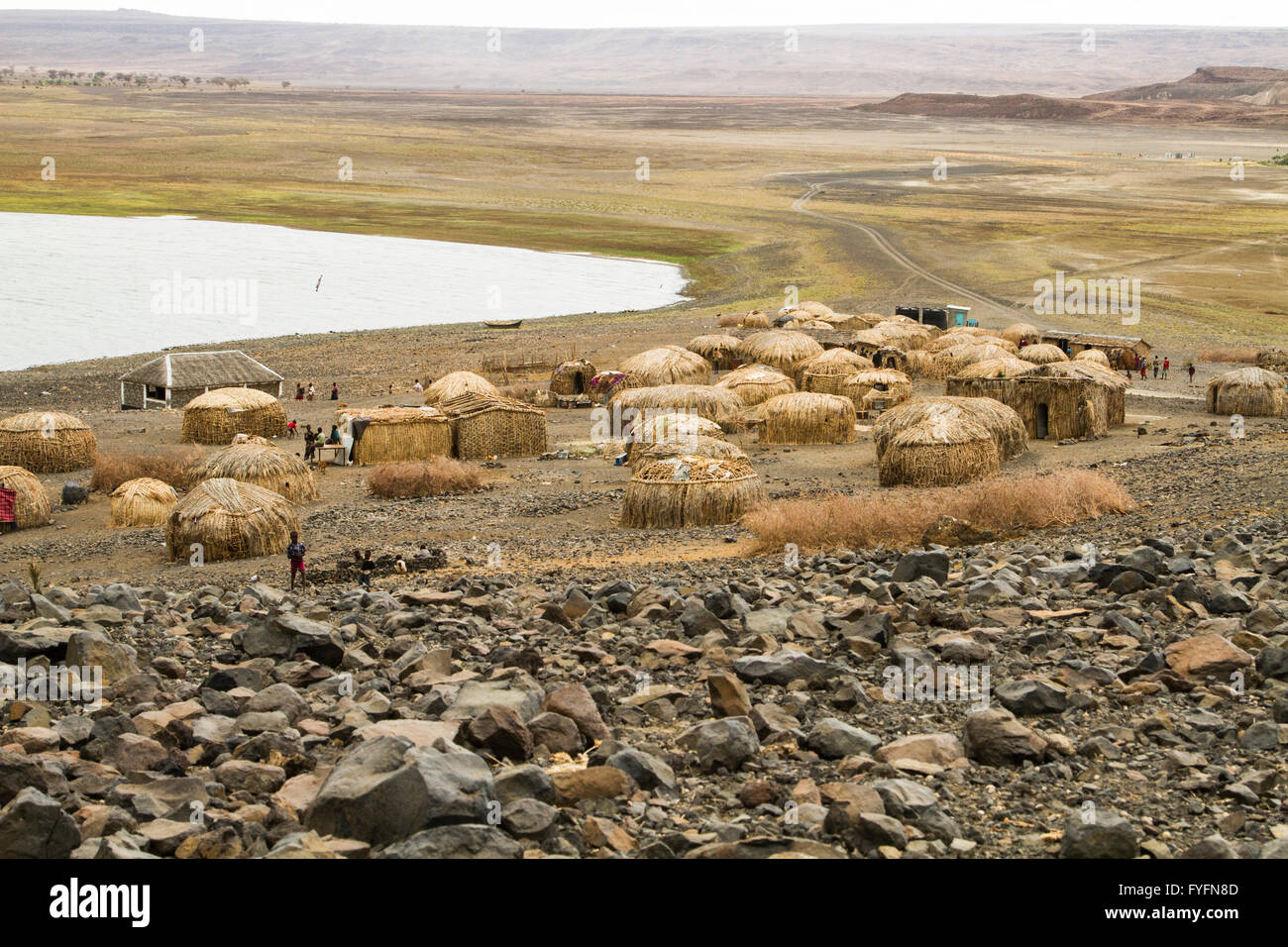 El Molo est un village au Kenya, situé sur la rive sud-est du lac Turkana, à seulement 10 km au nord de Loiyangalani la ville. Sa popul Banque D'Images