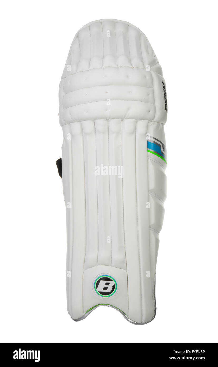 Tampon de cricket. La protection de la jambe. White les appareils de sport. Banque D'Images