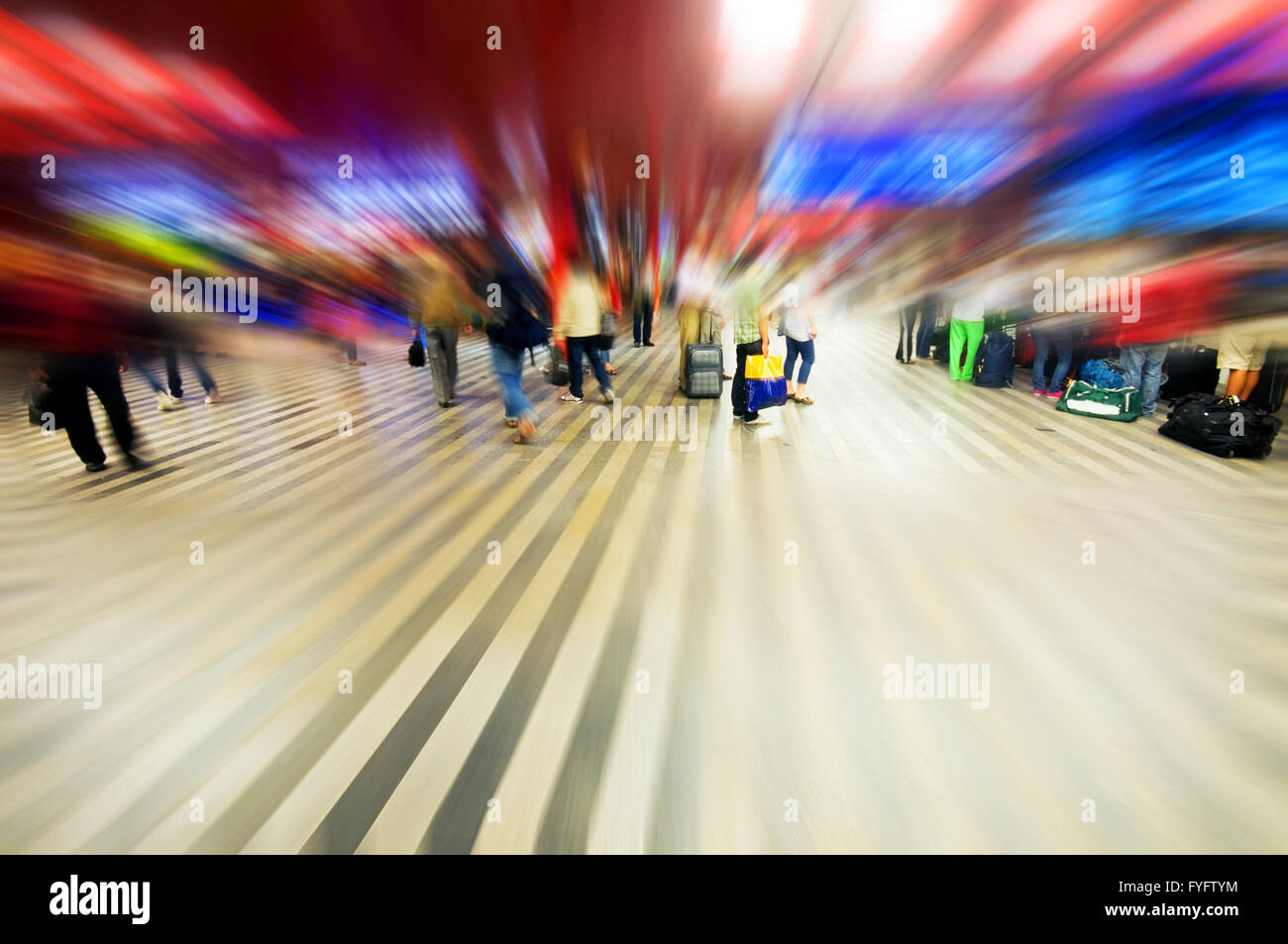 Les gens de l'aéroport se précipiter en anglais abstract motion Banque D'Images