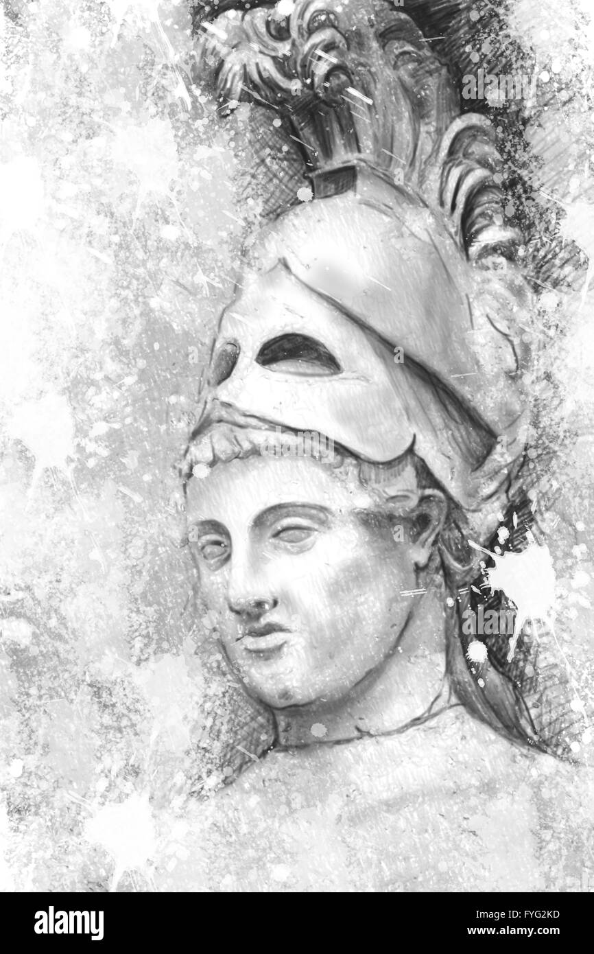 Portrait artistique de Périclès avec background, la sculpture grecque classique Banque D'Images