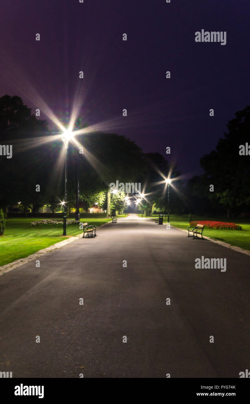 Un sentier lumineux dans un parc public Banque D'Images