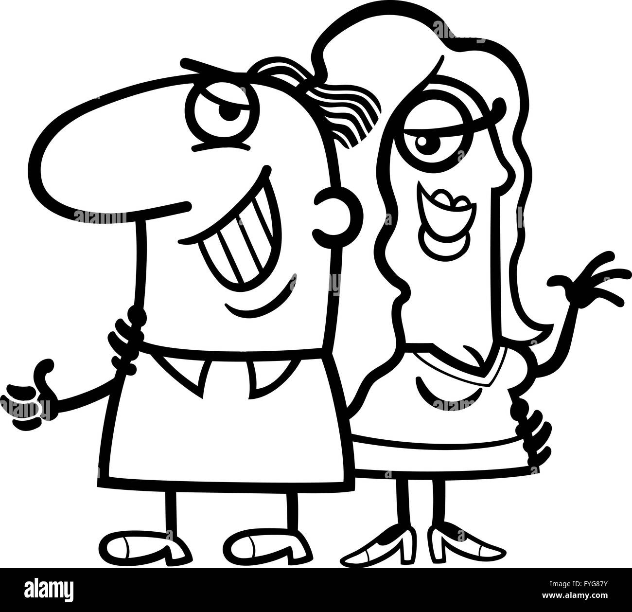 Funny Couple Cartoon Banque D Images Noir Et Blanc Alamy