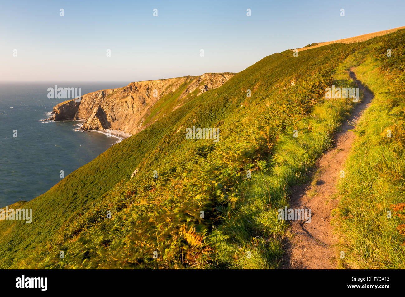 Cemaes Head rock formations et Pembrokeshire Coast Path - Banque D'Images