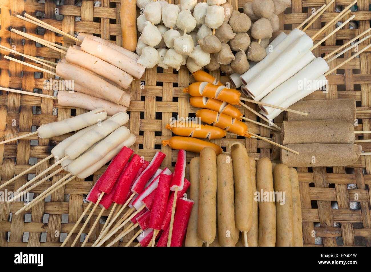 L'alimentation de rue thaï boulettes à la vapeur Banque D'Images