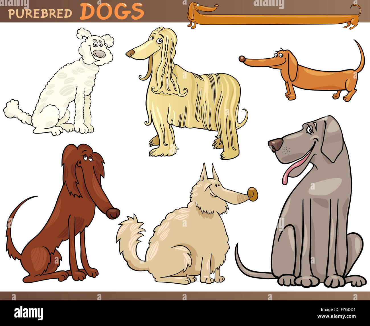 Les chiens de race jeu cartoon Banque D'Images