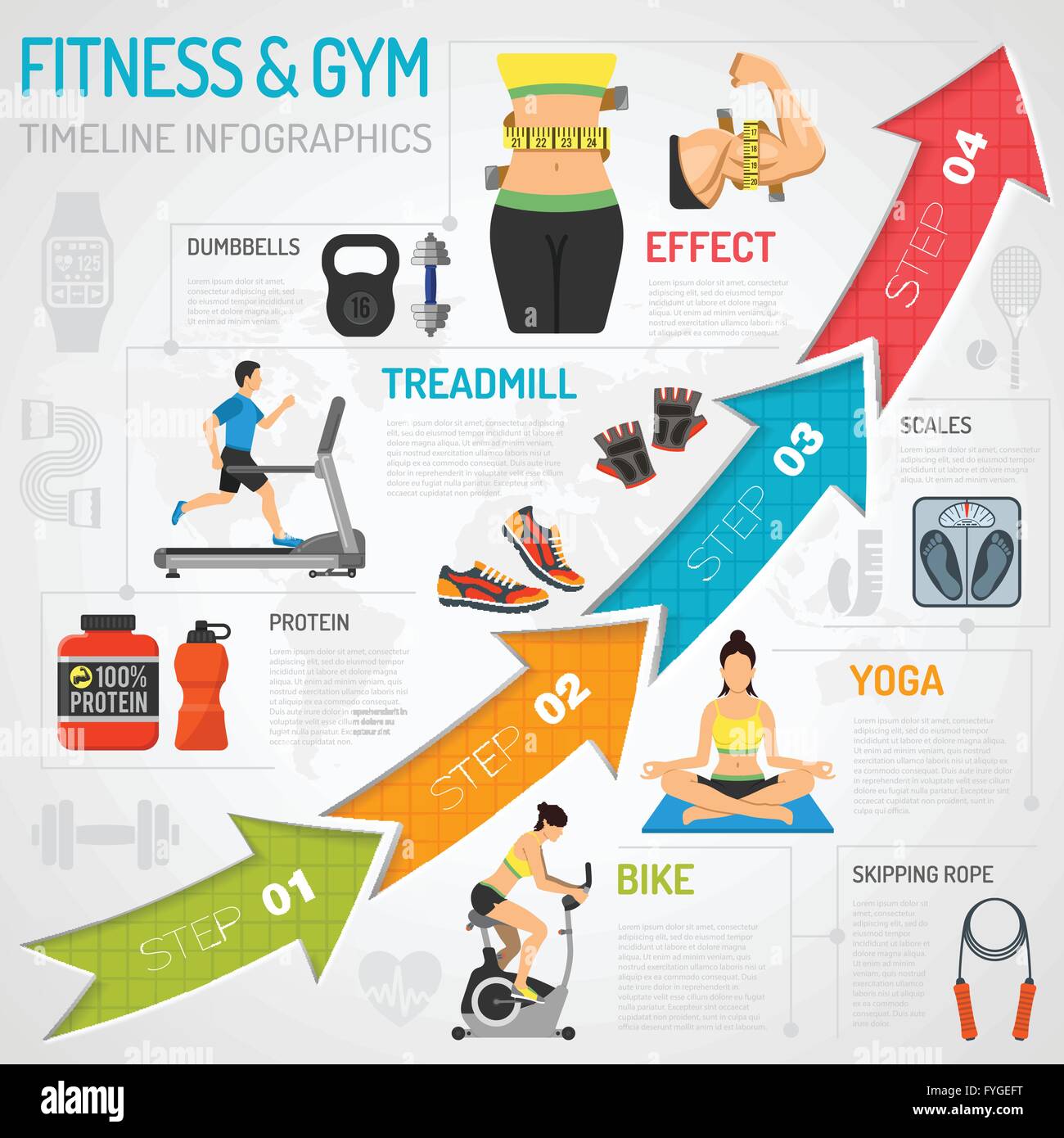 Sport et Fitness Infographie Timeline Illustration de Vecteur