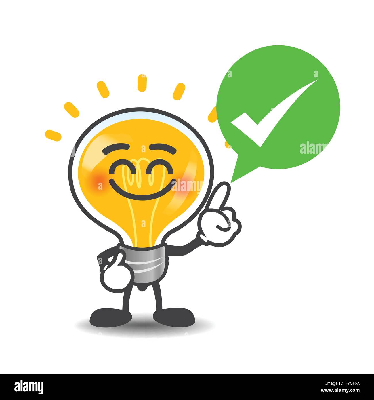 Lampe ampoule cartoon dire non isolés avec bulle rouge sur le fond