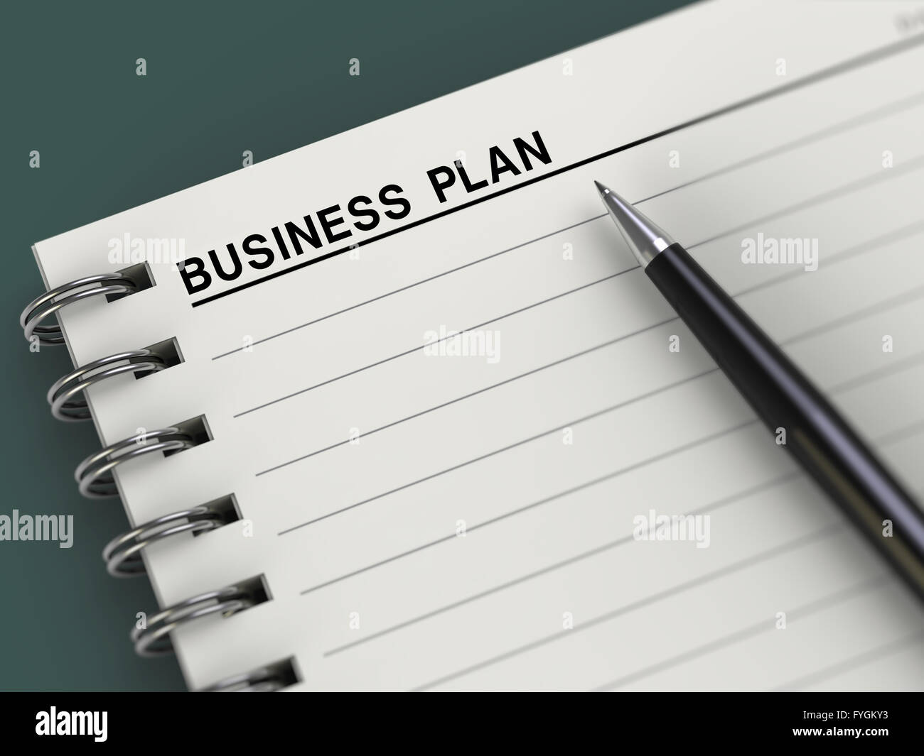 Titre du plan d'affaires, carnet, stylo, Agenda Banque D'Images