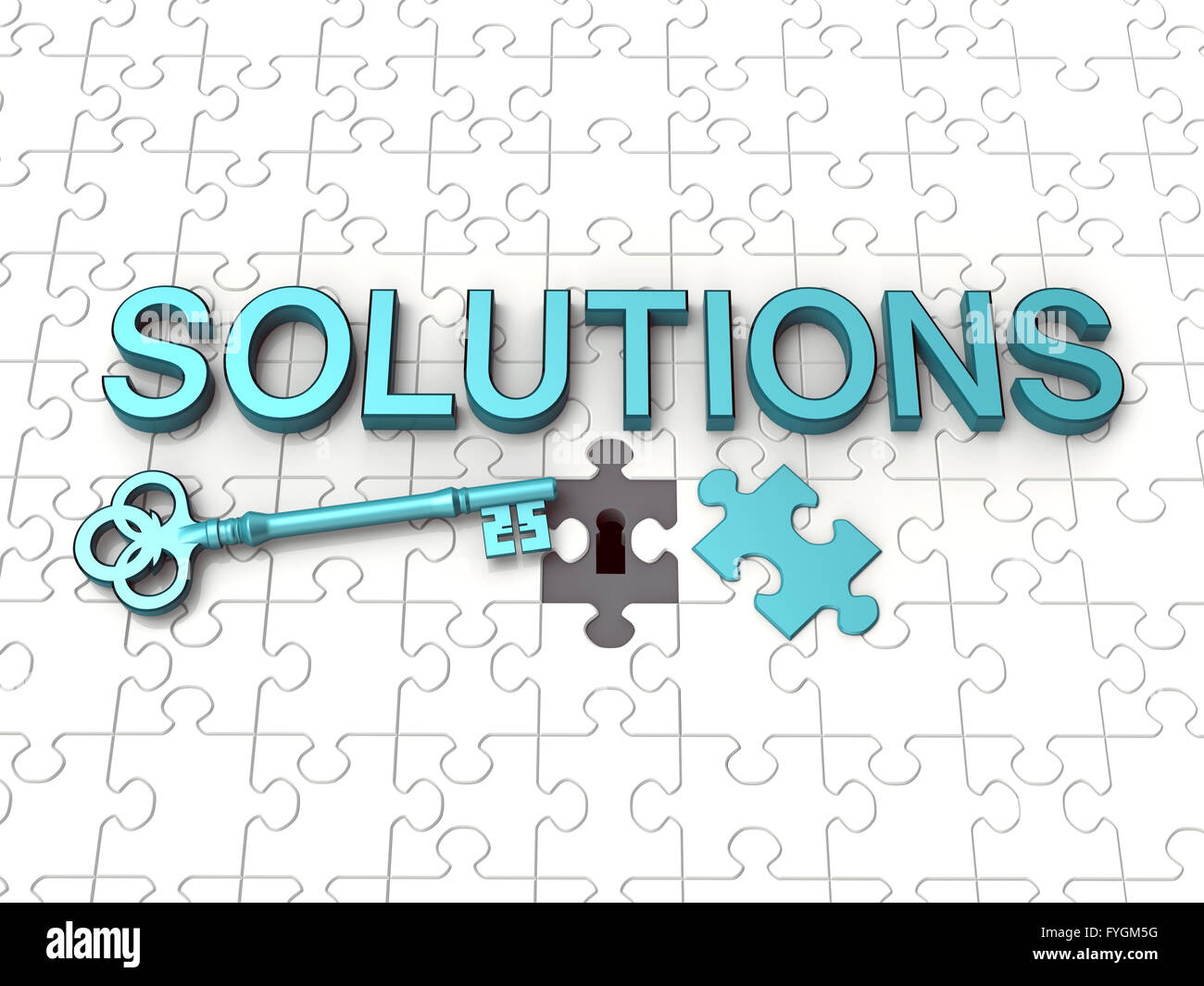 Texte clé, solutions, Jigsaw Puzzle Banque D'Images