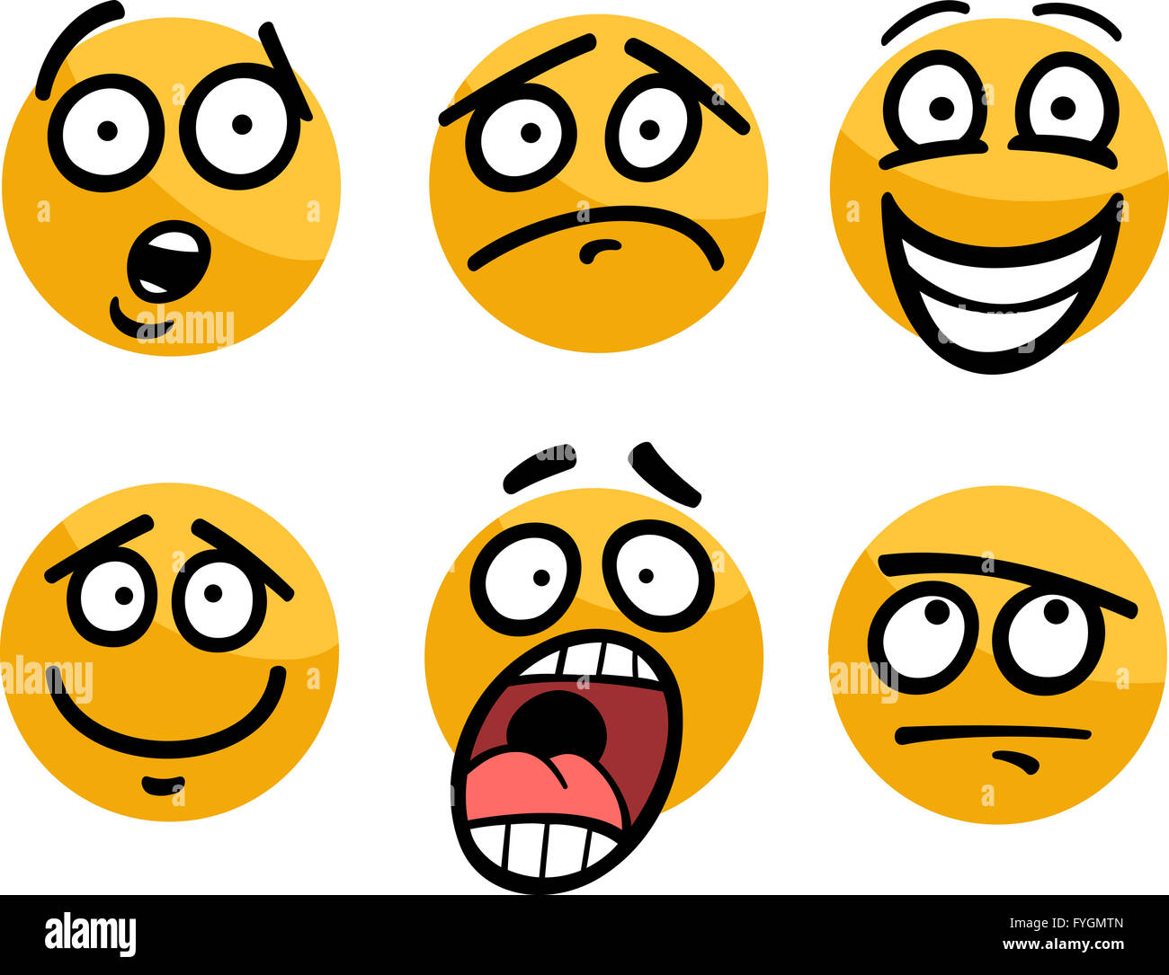 Émoticônes ou émotions set cartoon illustration Photo Stock - Alamy