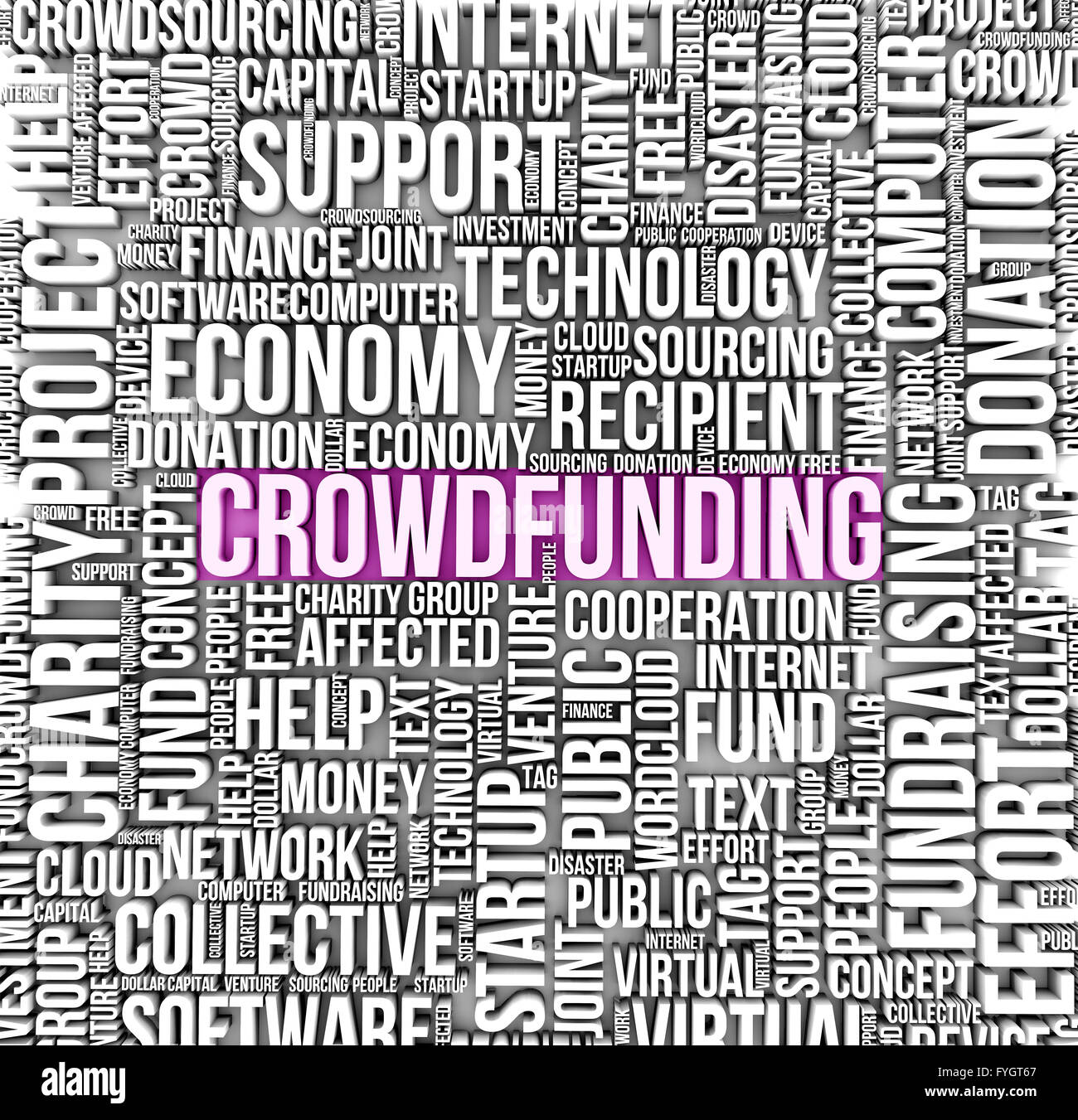 Concept crowdfunding : texte sur un nuage Banque D'Images